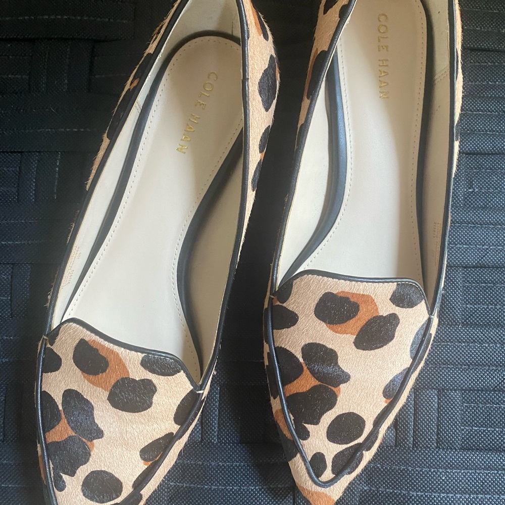 Pointed leopard print flats